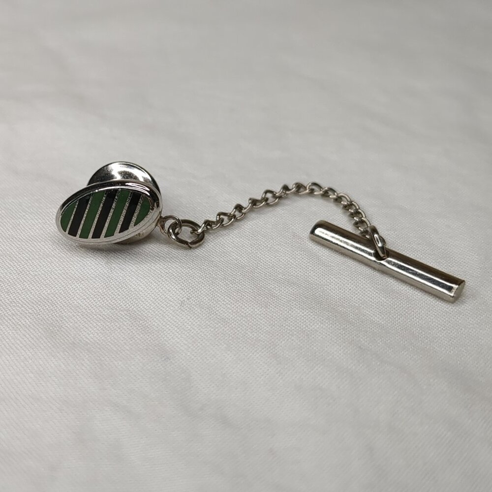 Striped Silver-Tone Tie Tack